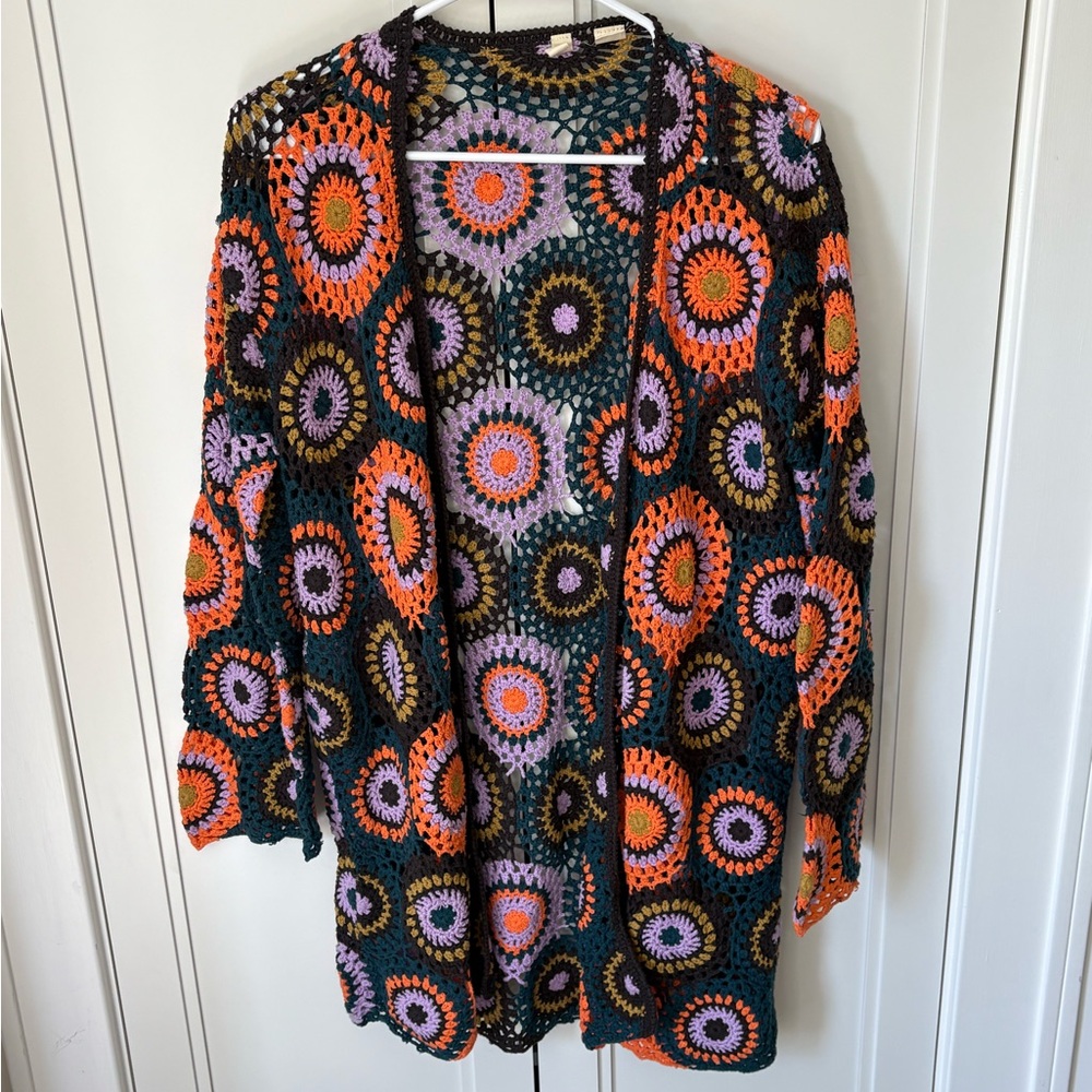 Moth Multicolor Crochet Cardigan